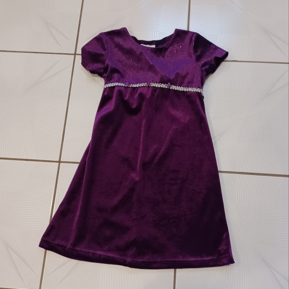 4/$60 Purple Sparkly Velour Dress - Size 6X Girls